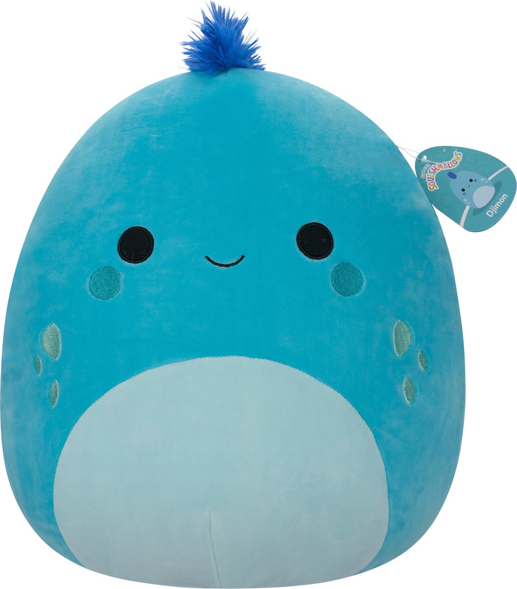 Squishmallows djimon - cyanblå leguan med blått hår 40cm plysch
