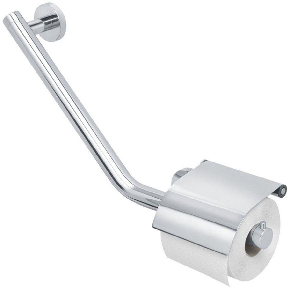 Tiger Boston - comfort safety - handle - wall bracket with toilet roll holder with flap - left - polished stainless steel