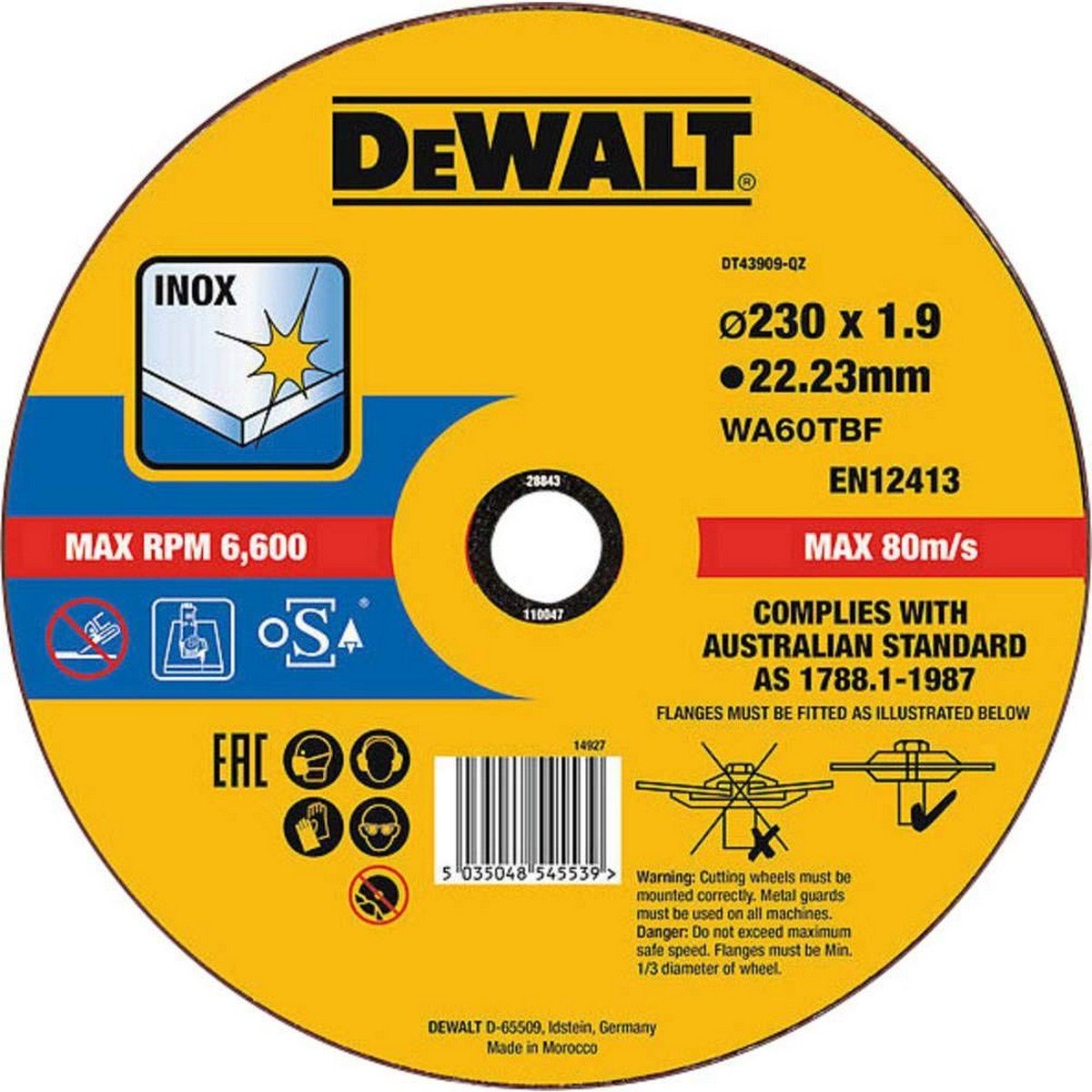 Dewalt dt43909 rezalna plošča nerjaveče jeklo 230 mm