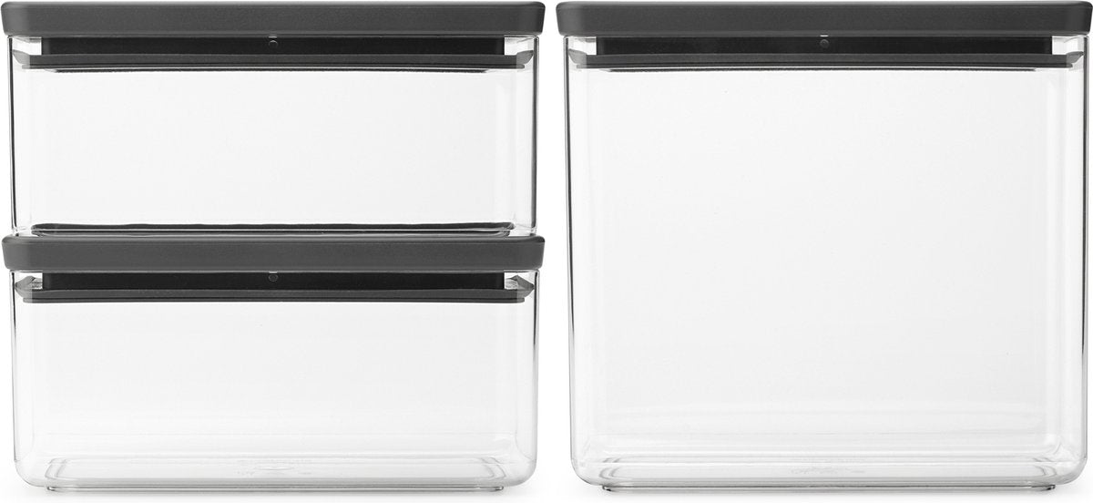Brabantia Tasty+ Lagerbehälter - stackbar - 1,5 + 1,5 + 3,5 l - donkelgrau