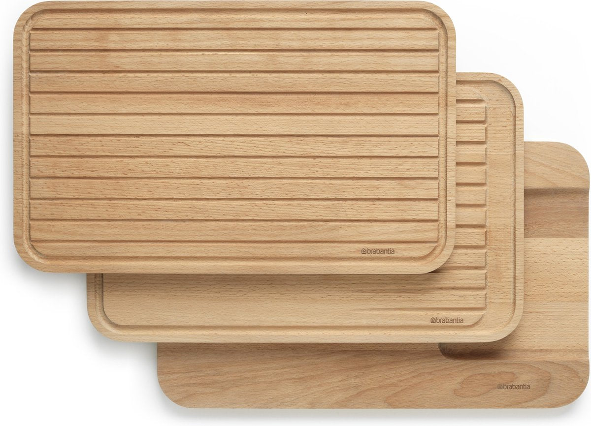 Brabantia Profil Holzschneidbrett - Schneidebrett Set 3-Stéck