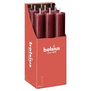 Bolsius rustikk bordlys xl fløyelsrød | 9 stykker