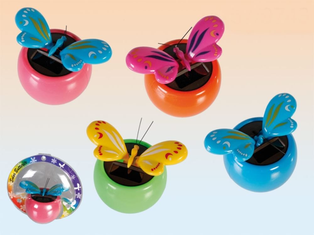 Butterfly in pot solar 8 cm 4 ass