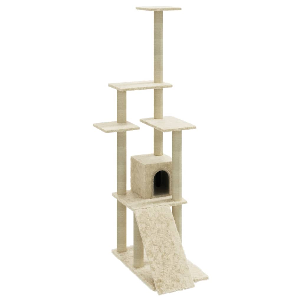 Vidaxl cat furniture with sisal scratching posts 155 cm cream-colored