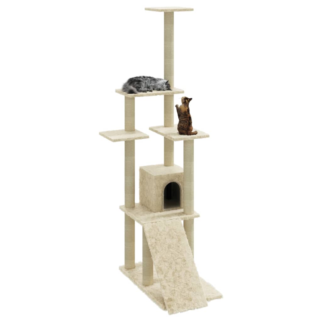 Vidaxl cat furniture with sisal scratching posts 155 cm cream-colored