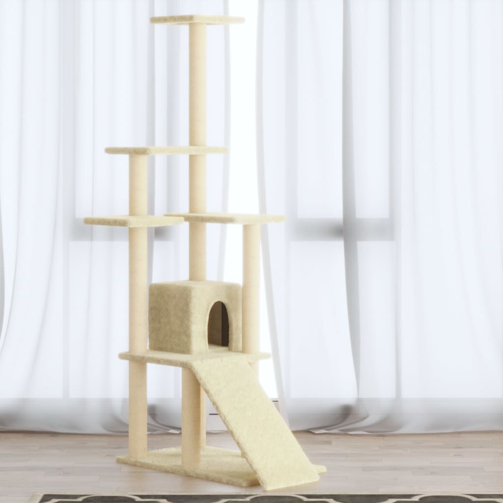 Vidaxl cat furniture with sisal scratching posts 155 cm cream-colored