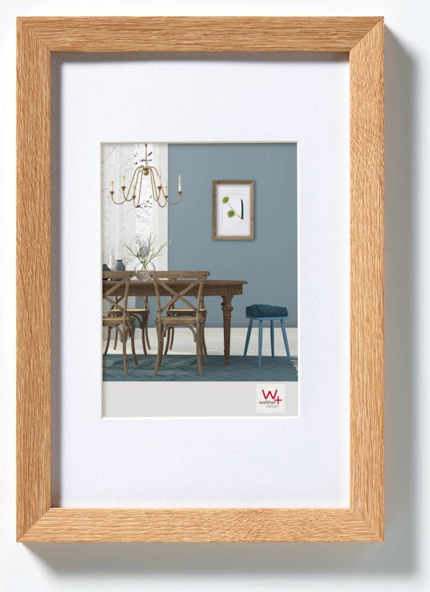 Walther fiorito - moldura de madeira mdf - tamanho da foto 20x30 cm - carvalho claro