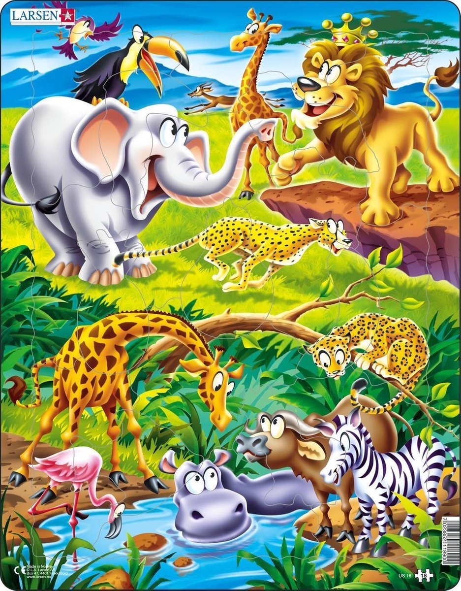 Zvieratká puzzle Selecta Larsen - na safari, 18 ks.