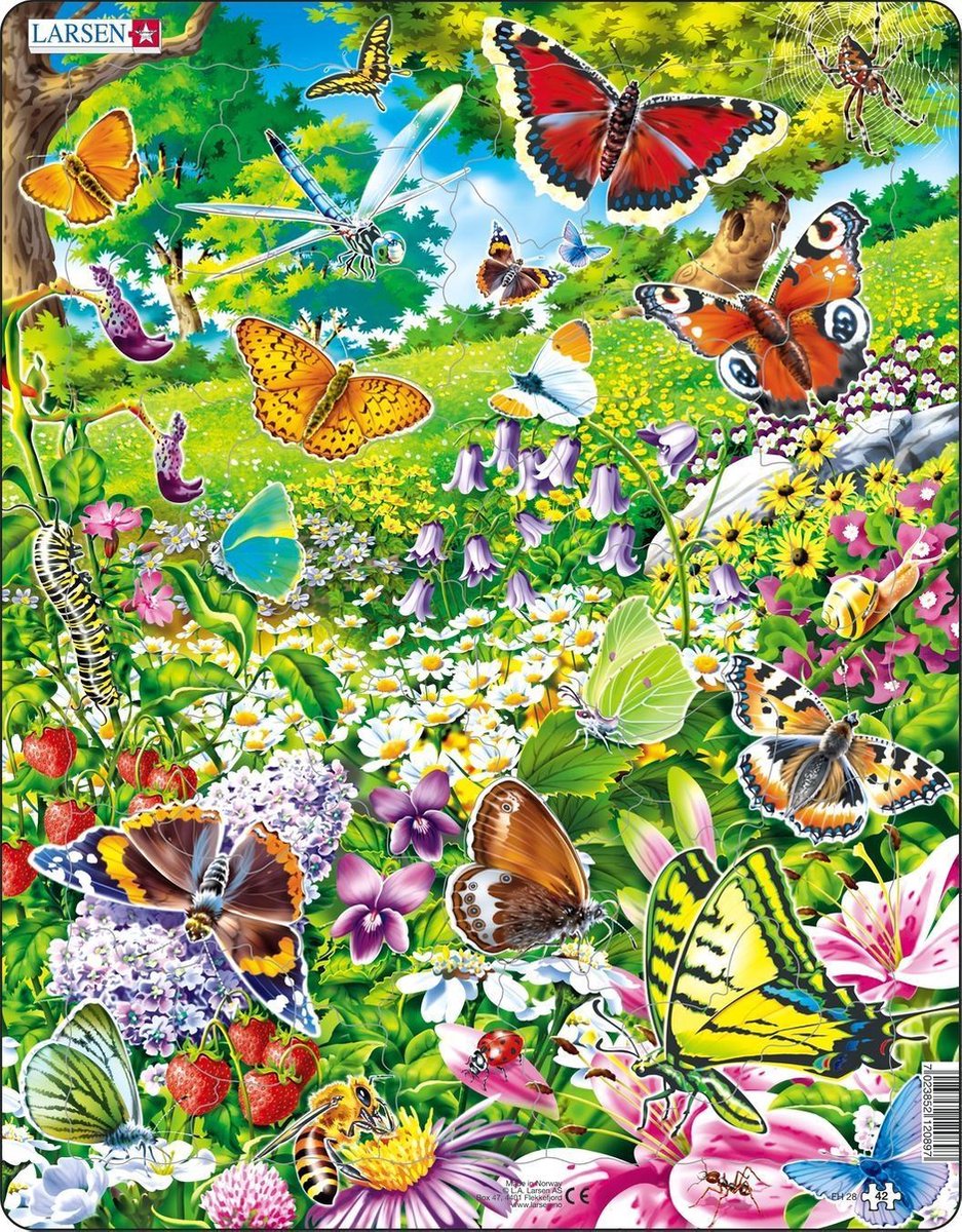 Zvieratká puzzle Selecta Larsen - motýle, 42 ks.