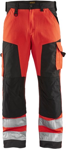 Blåkläder work trousers high-vis without nail pockets 15661811 | high vis red black | size 52 - 7330509413715