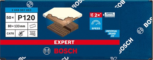 Bosch Accessoiren Expert C470 Sandpapier 80 x 133 mm, k 120, 50 Stécker - 2608901663