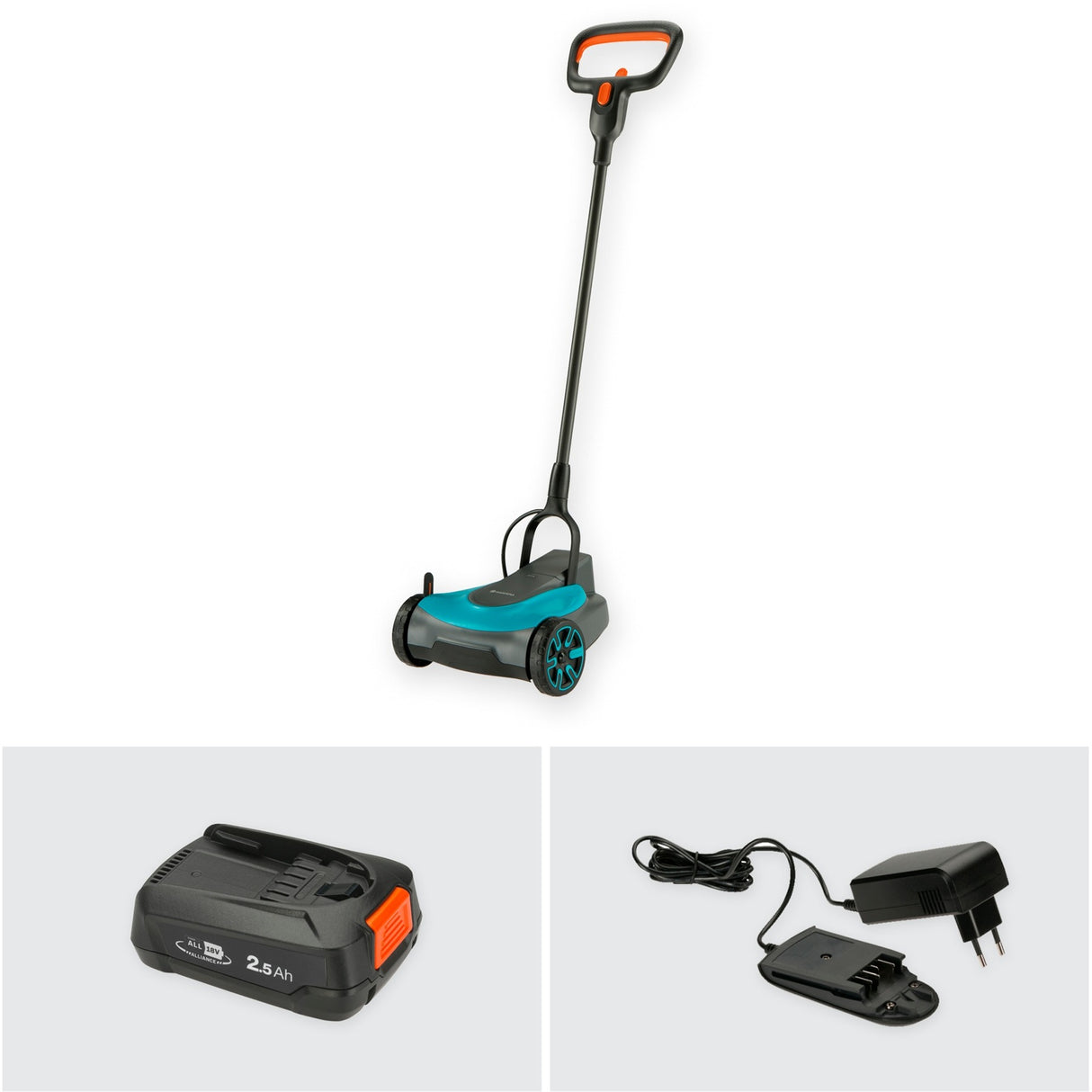 Gardena handymover 22 18v p4a sett gressklipper (grå turkis, 14620-20, batteri inkludert)