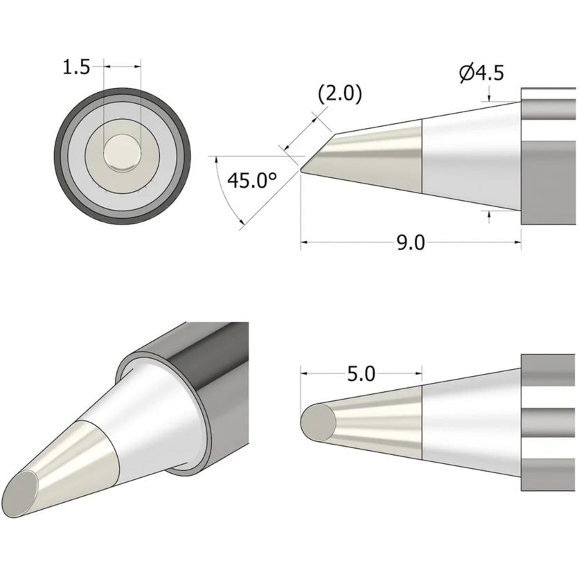 Ifixit fixhub Soldering Point, Conical-Beveled, 1.5mm Soldering Iron (Silver)