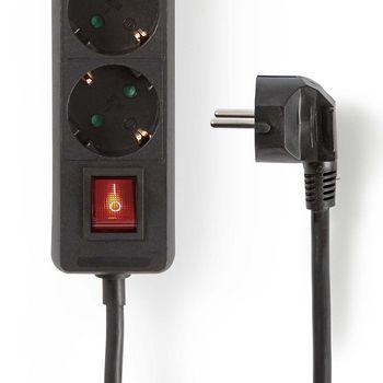 Nedis power strip | earthed plug type f (cee 7 7) | 3-way | 1.5m | 3680w | 16 a | black | 1 piece - exso315f2bk - exso315f2bk