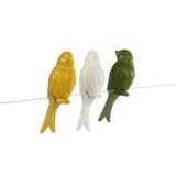 Cozydecor statue of sitting bird for mood lighting white green yellow polystone 4x3x7cm