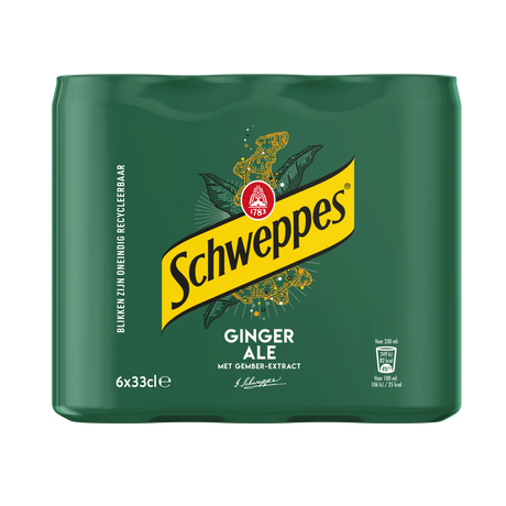 Lata de refrigerante de gengibre Schweppes (24x 33 cl)
