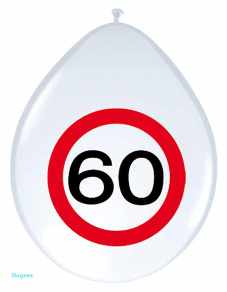 Balloon 30cm traffic sign 60 years, pack of 8 pcs