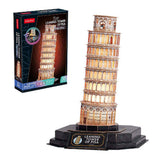 Krychlové zábavné 3D puzzle Tower of Pisa s LED osvětlením