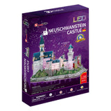 Puzzle 3D cubique amusant Château de Neuschwanstein - avec éclairage LED - 128 pièces