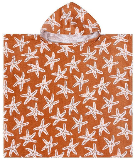 Swim essentials - poncho - quick-drying microfiber - recycled material - child - starfish print - orange