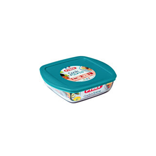 Pyrex gotuj i przechowuj 1 l kwadratowy 20 x 17 cm z pokrywką | 2 szt
