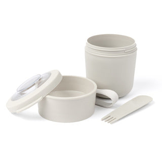 Amuse tylla duo avižų priešpiečių dėžutė - 150 ml + 450 ml - Jogurto puodelis kartu - Puikiai sandarus musli puodelis su Spork - Nesandarus pietų puodas - Sriubos puodelis be BPA - smėlio spalvos
