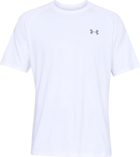 Under armor ua tech 2.0 ss tee-wht vyriški sportiniai marškinėliai - balti - debesuota pilka