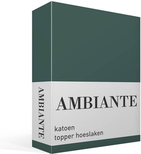 Ambiante cotton uni topper hoeslaken - eenpersoons - dark green
