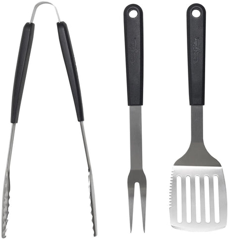 Char-Griller Barbecue Tool Set - 3-Stéck (Zäng, Spatel a Gabel) - Edelstahl Barbecue Tools - haltbar a robust