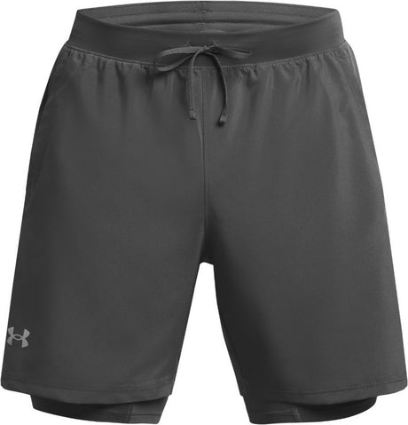 Under armor ua launch 7'' 2-in-1 shorts-grey men's sports pants - castlerock - castlerock - reflective