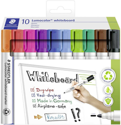 Staedtler - lumocolor - popisovač na tabuľu - kartónová sada s 10 farbami