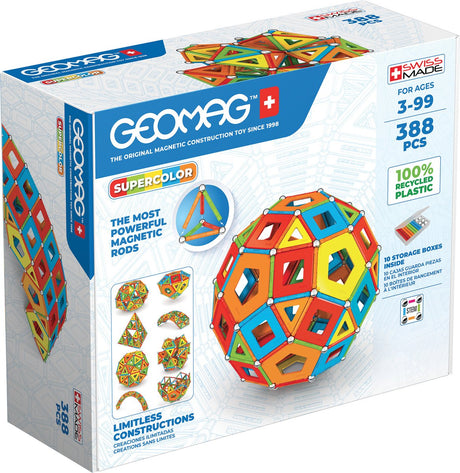 Geomag super barvne plošče reciklirane - magnetne konstrukcijske igrače s ploščami - 388 kosov - od 3 let