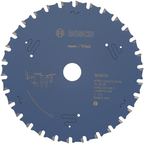 Bosch circular saw blade expert for steel 160 x 20 x 2.0 mm, 30
