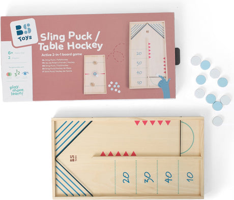 Bs toys sling puck and table hockey action game - 2-in-1 board game - children's toys - from 6 years - 2 players