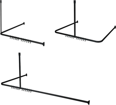 Sealskin easy roll - shower curtain rod set - universal - L and U shape mounting options - 90x90x90 cm - black