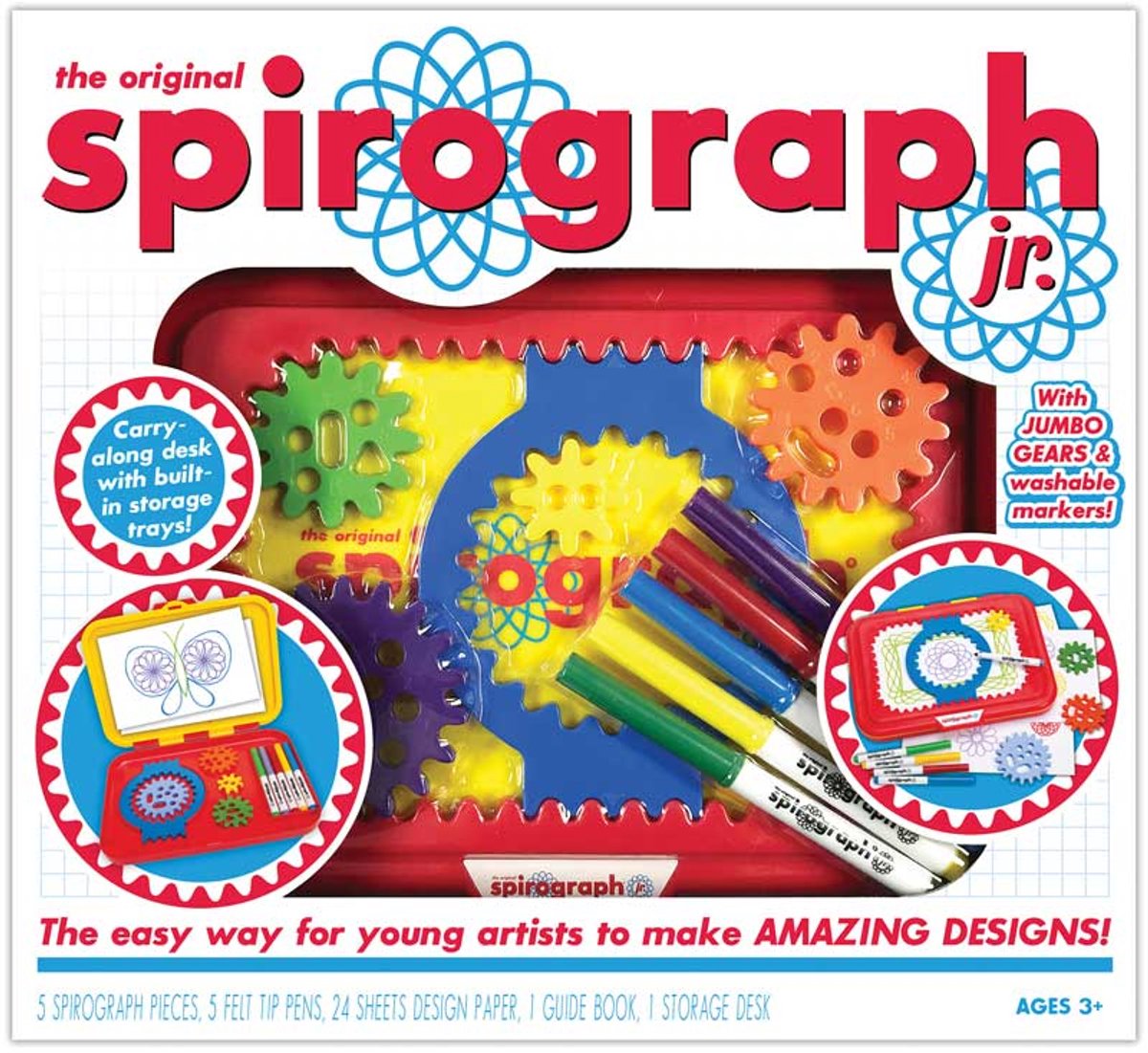 Spirograph junior creative drawing set - for children from 3 years old - stimulates creativity