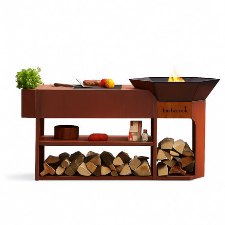 Barbecook nestor island - corten steel - 190x55x100cm