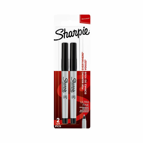 Sharpie permanent markers | ultrafine point | black ink | 2 pcs