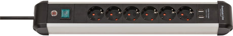 Listwa zasilająca Brennerstuhl premium-alu-line z USB 6-kierunkowym 3m h05vv-f 3g1.5