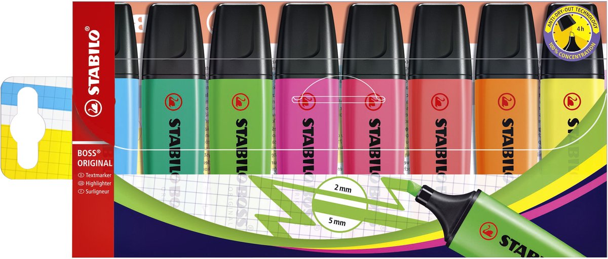 Stabilo fluorescent highlighter set boss multicolour (5 pieces)