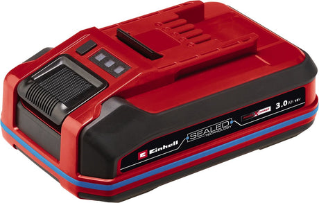 Einhell 3.0 Ah zouene Plus Batterie - Power X-Change - 18 V Li-Ion - Max. Kraaft: 900 W - 100% Schutz géint Stëbs, Waasserstrahlen a permanent Tauche - IP57 - Aktiv Batterie Management System