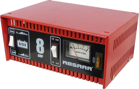 Absaar battery charger 6 12v 8a - for car and motorcycle - metal housing