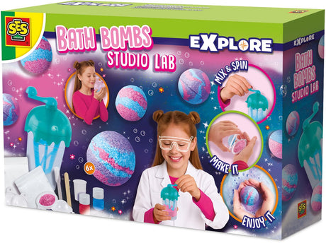 Ses creative - utforske - badebomber studiolab - vitenskapsleker for barn - lage badebomber - stemmeleker - eksperimentbokser - laget i Holland - fra 8 år