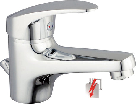 Schütte orazi washbasin tap for water heater with free spout - low pressure - mixer tap - with waste - chrome