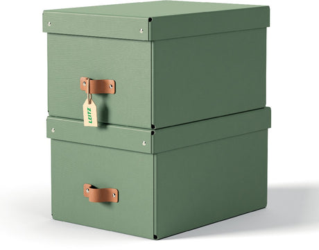 Boîte de rangement Leitz puro de taille moyenne avec couvercle - lot de 2 - 17 l - carton 100 % recyclé - vert