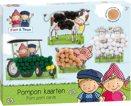 Bambolino fien teun crafting - pompom sticking - farm animal craft set - creative toys, toddler, preschooler - from 3 years - toys