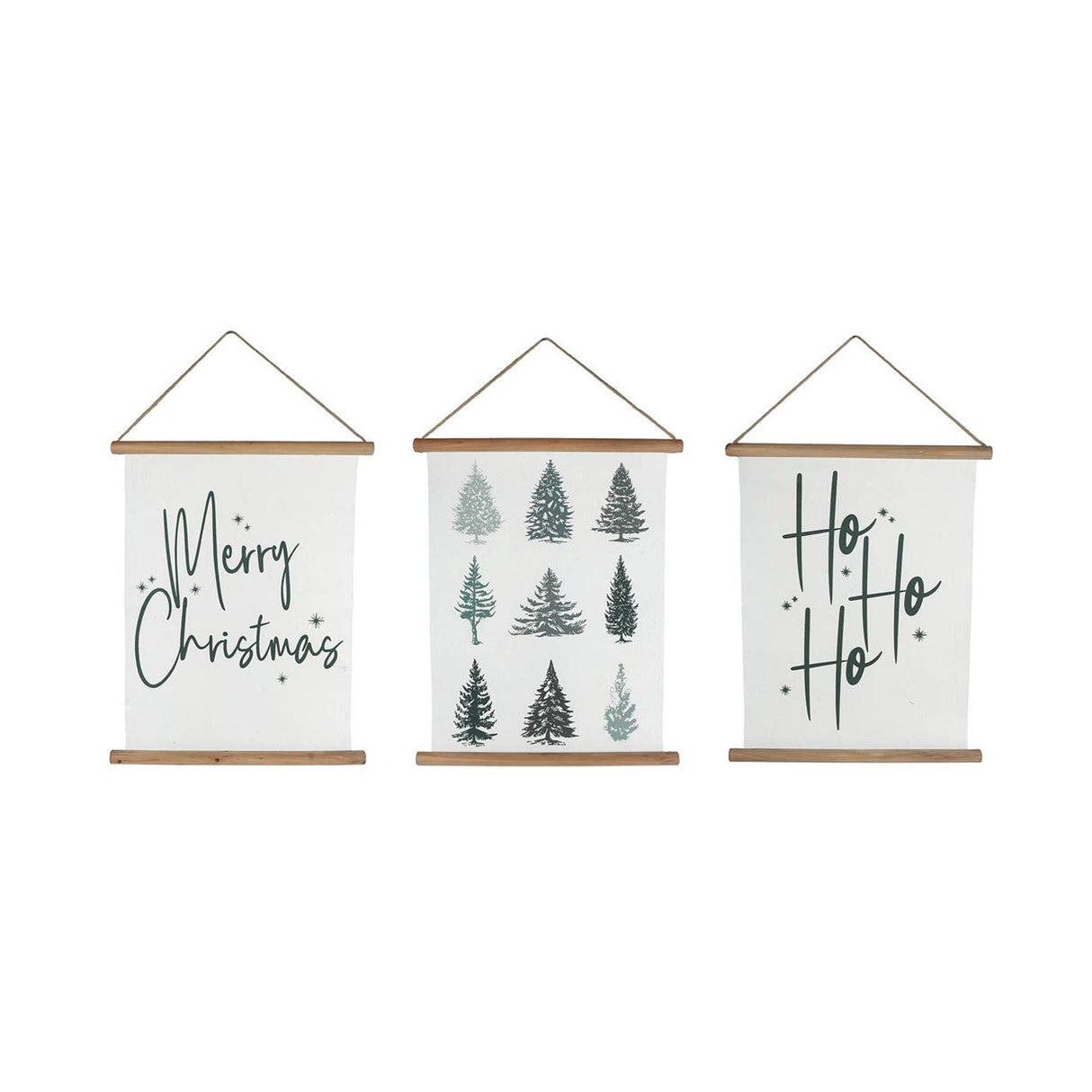 Wandversiering christmas wit groen papier 49x62cm