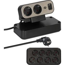 Brennerstuhl ®estilo duplex elosztó kapcsolóval és USB-C-vel (elosztó USB-C tápellátással a gyors töltéshez, 1x USB-C és 1x USB-A, 10x aljzat, 2 m kábel)