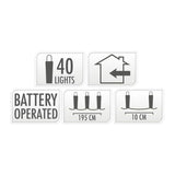 LED light chain silver wire, 195cm - colored
