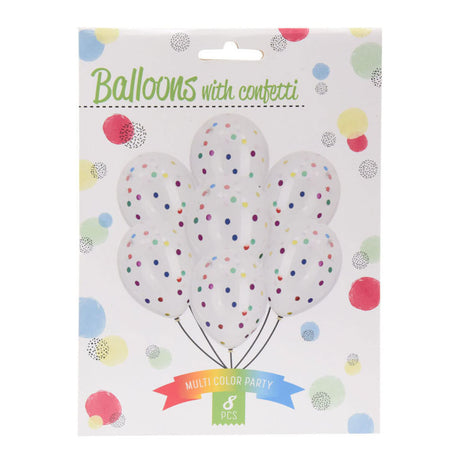 Balloons with confetti multi-colored, 8 pcs.